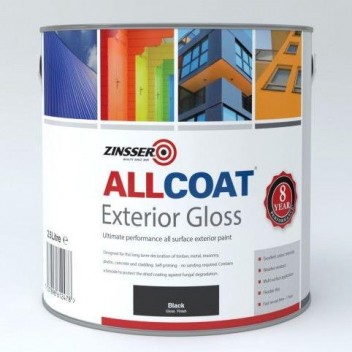 Image for Zinsser Allcoat Exterior Water-Based Gloss Black 2.5L
